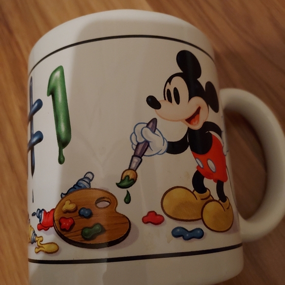 Disney Mickey Mouse Large Coffee Tea Mug You're #1 Painting Yellow Interior - Picture 4 of 7